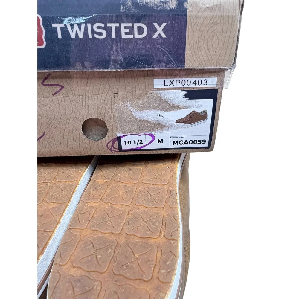Twisted X Shoes Mens 10.5 Brown Woven Leather Casual Kicks Loafer New